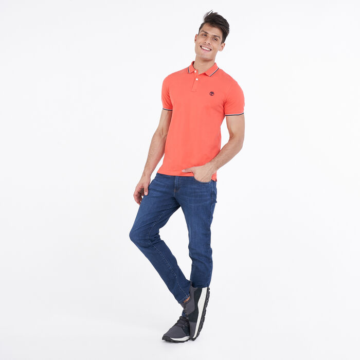 Timberland Men's Millers River Tipped Pique Polo T-Shirt Red Timberland Men's Millers River Tipped Pique Polo T-Shirt Red image number 2