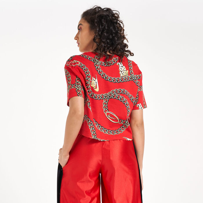 Nike Women's Sportswear Glam Dunk Crop Top Red image number 1