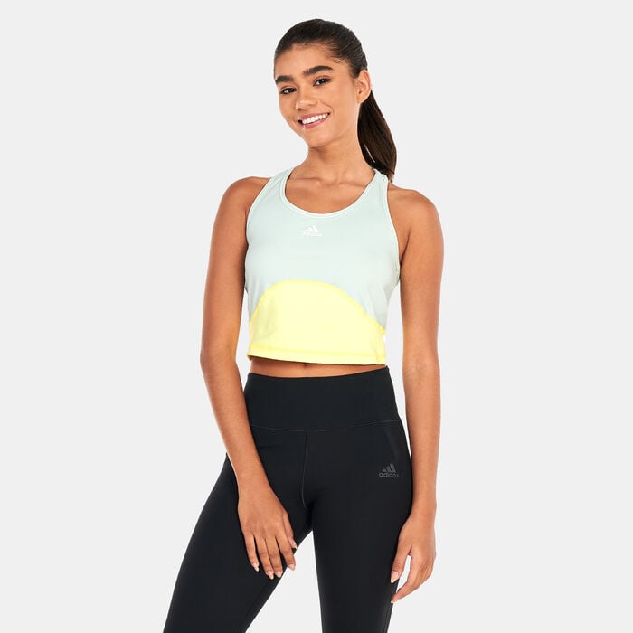 adidas Women's AEROREADY Train HIIT Cropped Tank Top Green adidas Women's AEROREADY Train HIIT Cropped Tank Top Green image number 0