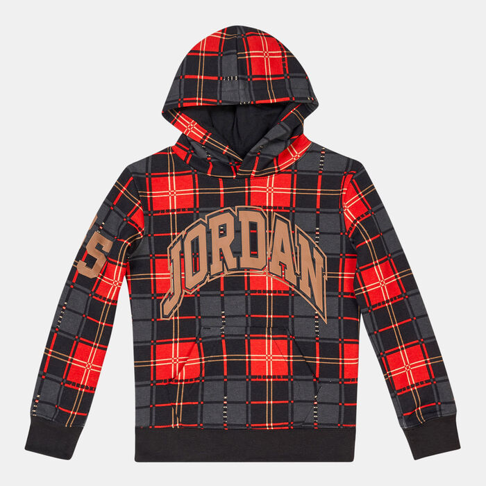 Jordan Kids' Essentials Plaid Pullover Hoodie Black image number 0