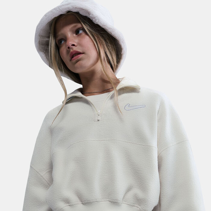 Nike Kids' Sportswear Fleece 1/4-Zip Top White image number 10