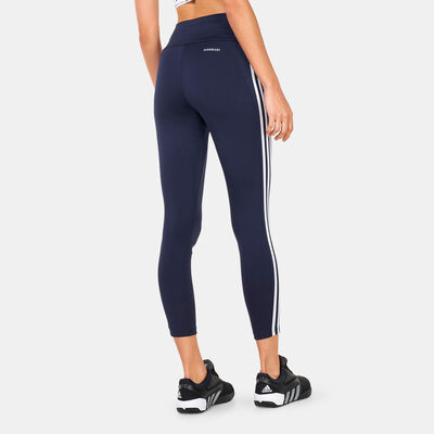 adidas Women's Designed to Move 3-Stripes 7/8 Sport Leggings Blue
