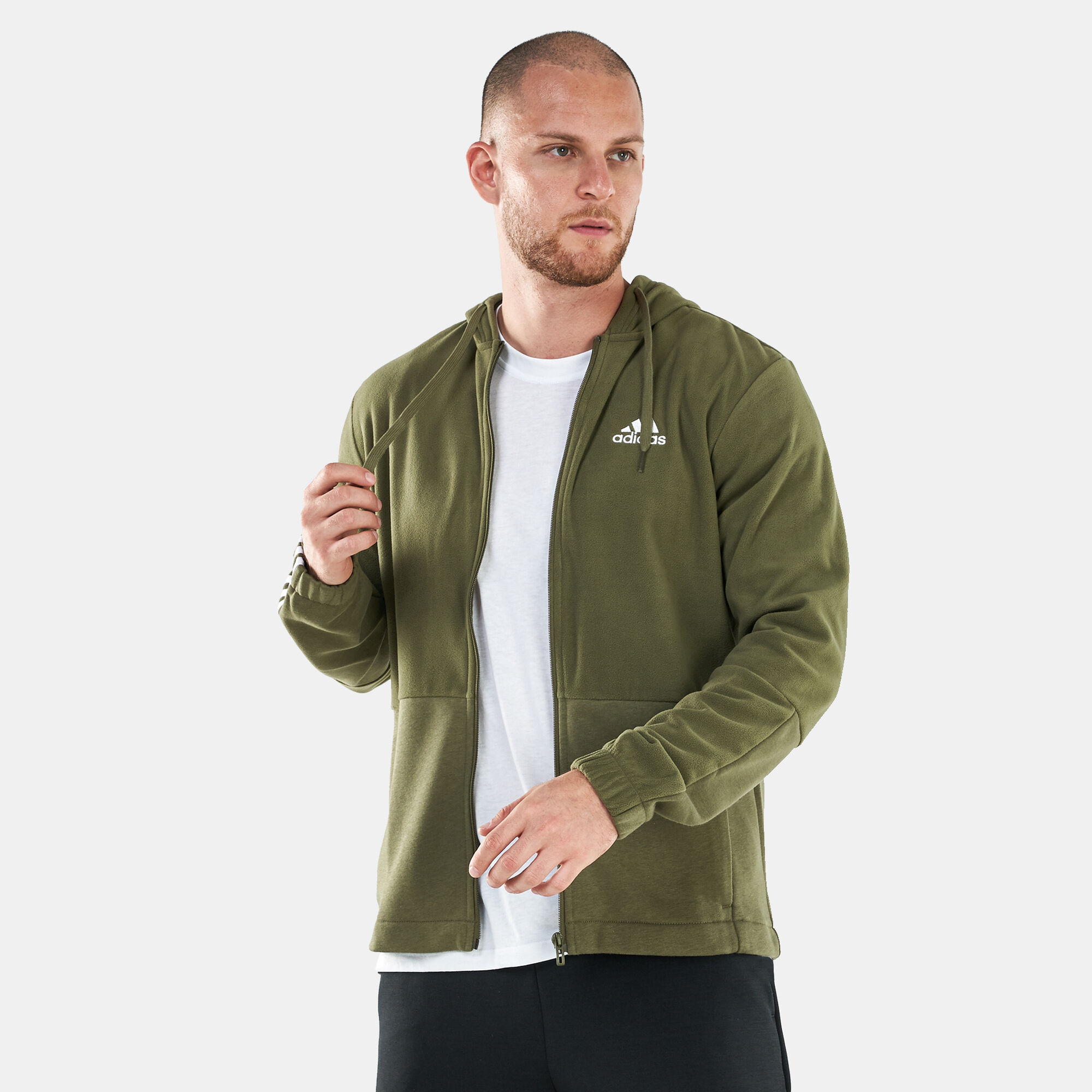 Adidas khaki zip hoodie on sale