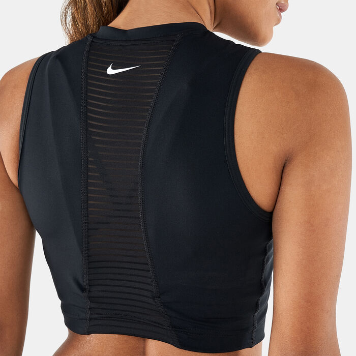 Nike Women's Pro Dri-FIT Cropped Tank Top Black Nike Women's Pro Dri-FIT Cropped Tank Top Black image number 3