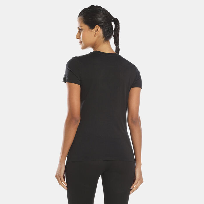 PUMA Women's Essentials+ Metallic Logo T-Shirt Black image number 1
