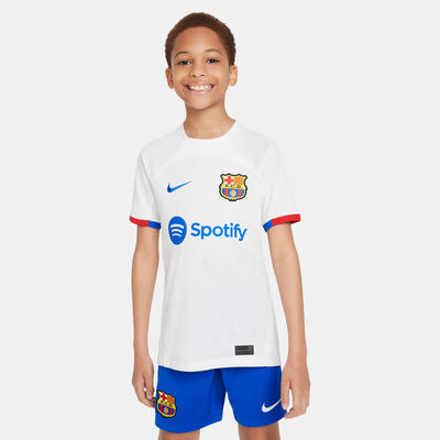 Nike Kids' FC Barcelona Dri-FIT Stadium Away Football Jersey - 2023/24 (Older Kids) White Nike Kids' FC Barcelona Dri-FIT Stadium Away Football Jersey - 2023/24 (Older Kids) White