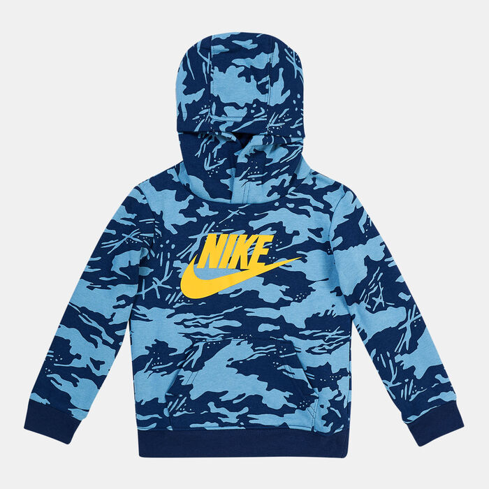 Nike Kids' Sportswear Club Camo Fleece Hoodie Blue image number 0