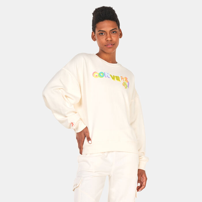 Converse Women's Graphic Crew Sweatshirt White Converse Women's Graphic Crew Sweatshirt White image number 0