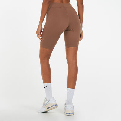 Nike Women's Sportswear Essential Mid-Rise Biker Shorts Brown