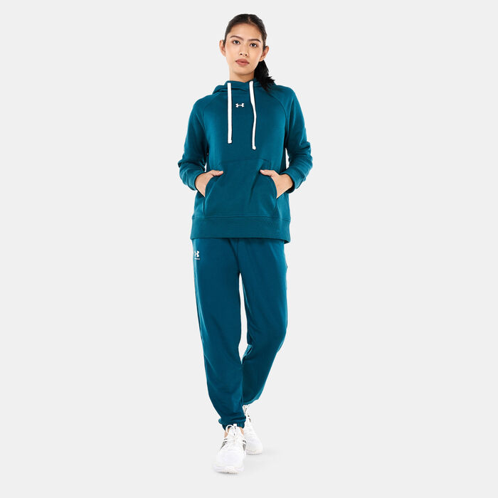 Under Armour Women's Rival Fleece Hoodie Green Under Armour Women's Rival Fleece Hoodie Green image number 2