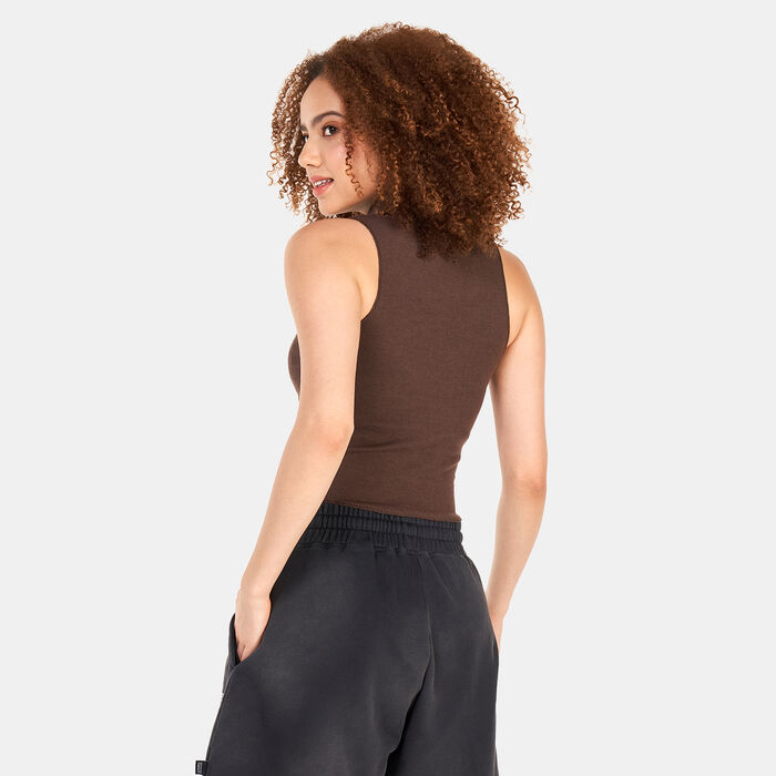 AFFENDS Women's Ribbed High Neck Tank Top Brown AFFENDS Women's Ribbed High Neck Tank Top Brown image number 1