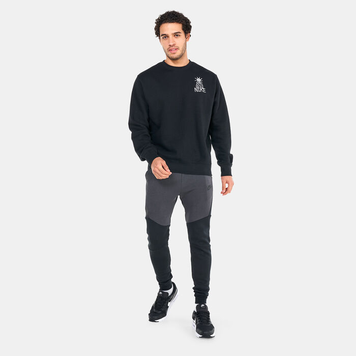 Nike Men's Sportswear Fleece Crew Sweatshirt Black Nike Men's Sportswear Fleece Crew Sweatshirt Black image number 2