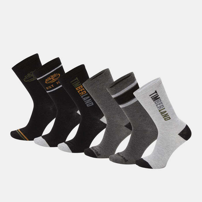 Timberland Multi Logo Crew Socks (6 Pairs) Black image number 0