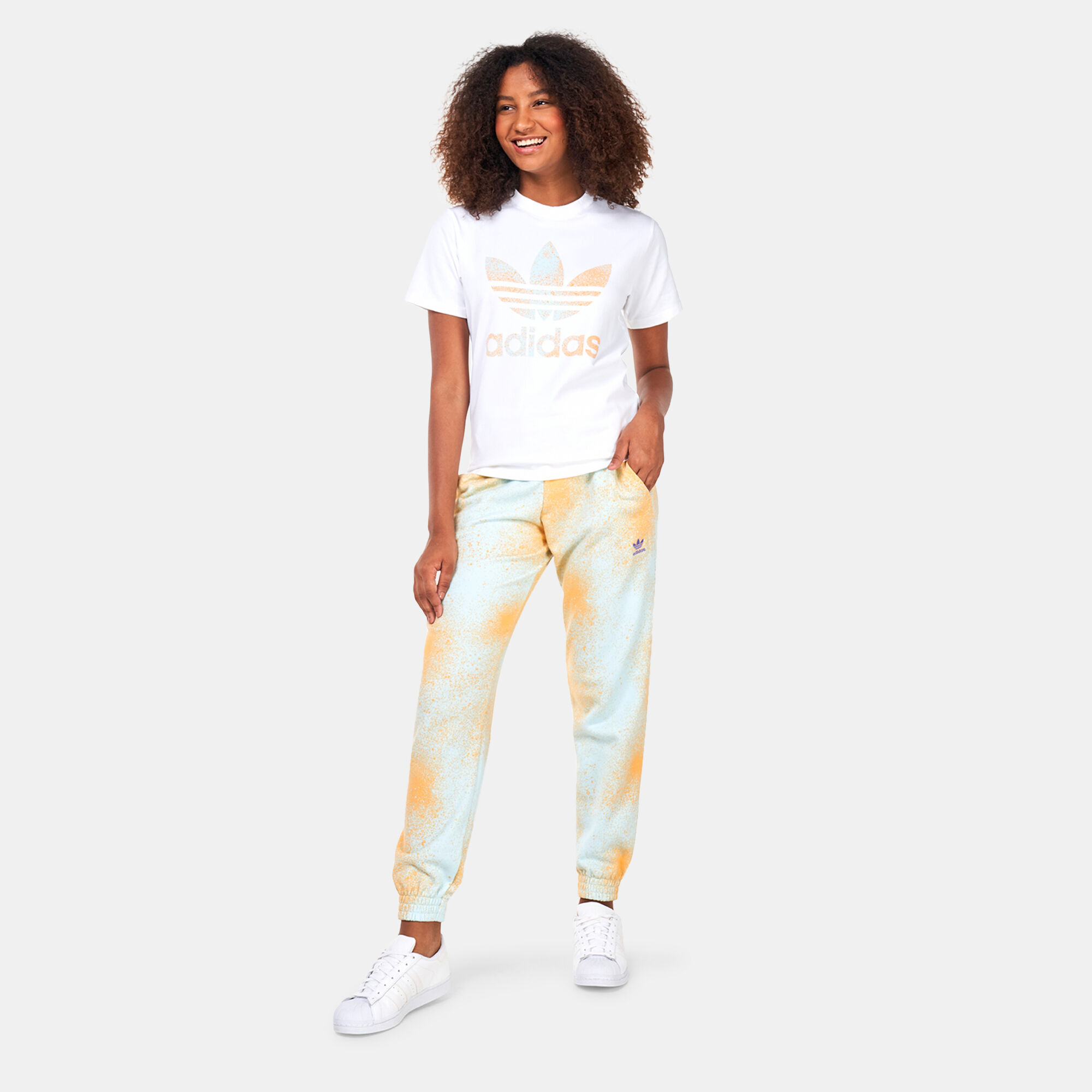 Buy adidas Originals Women s Allover Print Cuffed Joggers Blue in