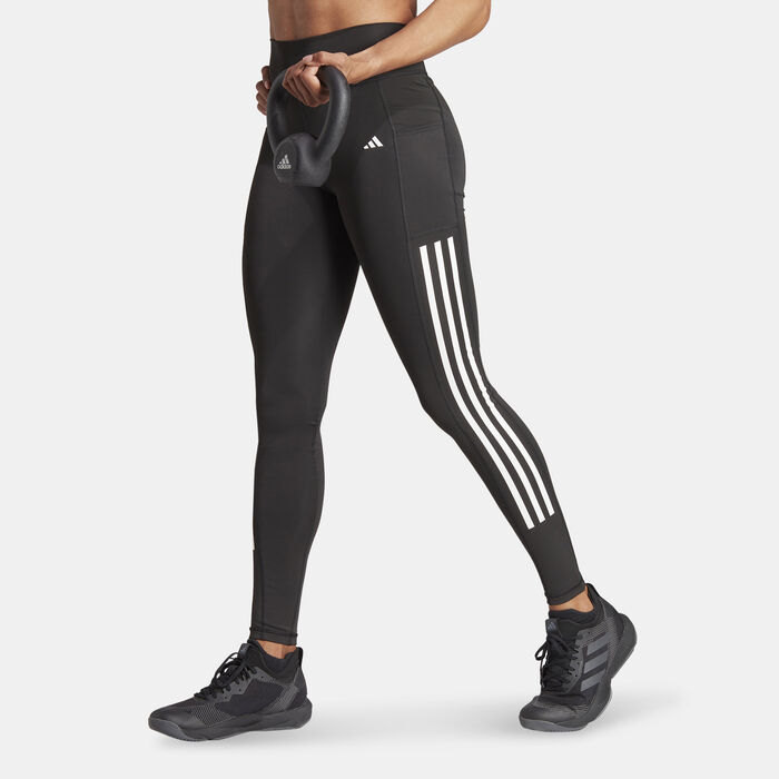 adidas Women's Optime 3-Stripes Training Leggings Black image number 0