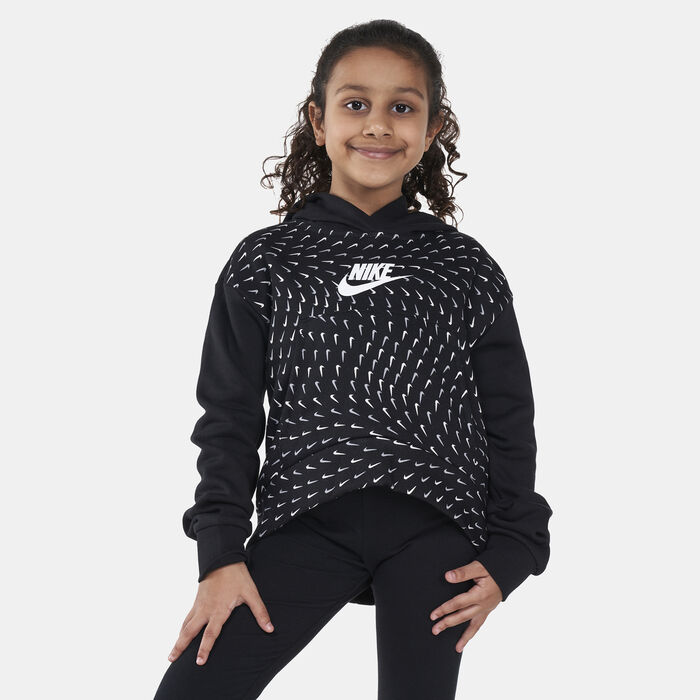 Nike Kids' Sportswear Fleece Allover Print Hoodie Black Nike Kids' Sportswear Fleece Allover Print Hoodie Black image number 0