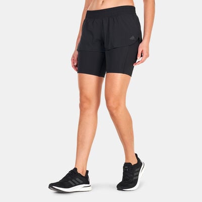 adidas Women's Run Icons Two-in-One Running Shorts Black adidas Women's Run Icons Two-in-One Running Shorts Black
