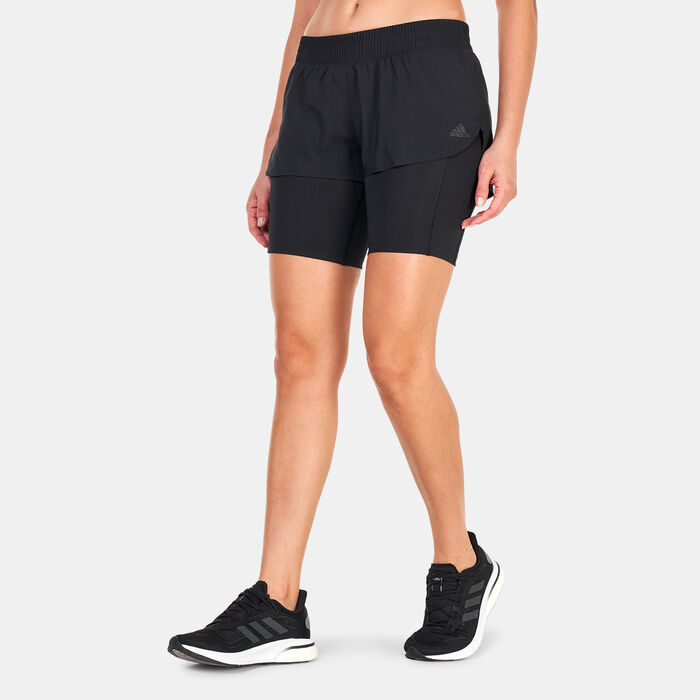 adidas Women's Run Icons Two-in-One Running Shorts Black adidas Women's Run Icons Two-in-One Running Shorts Black image number 0