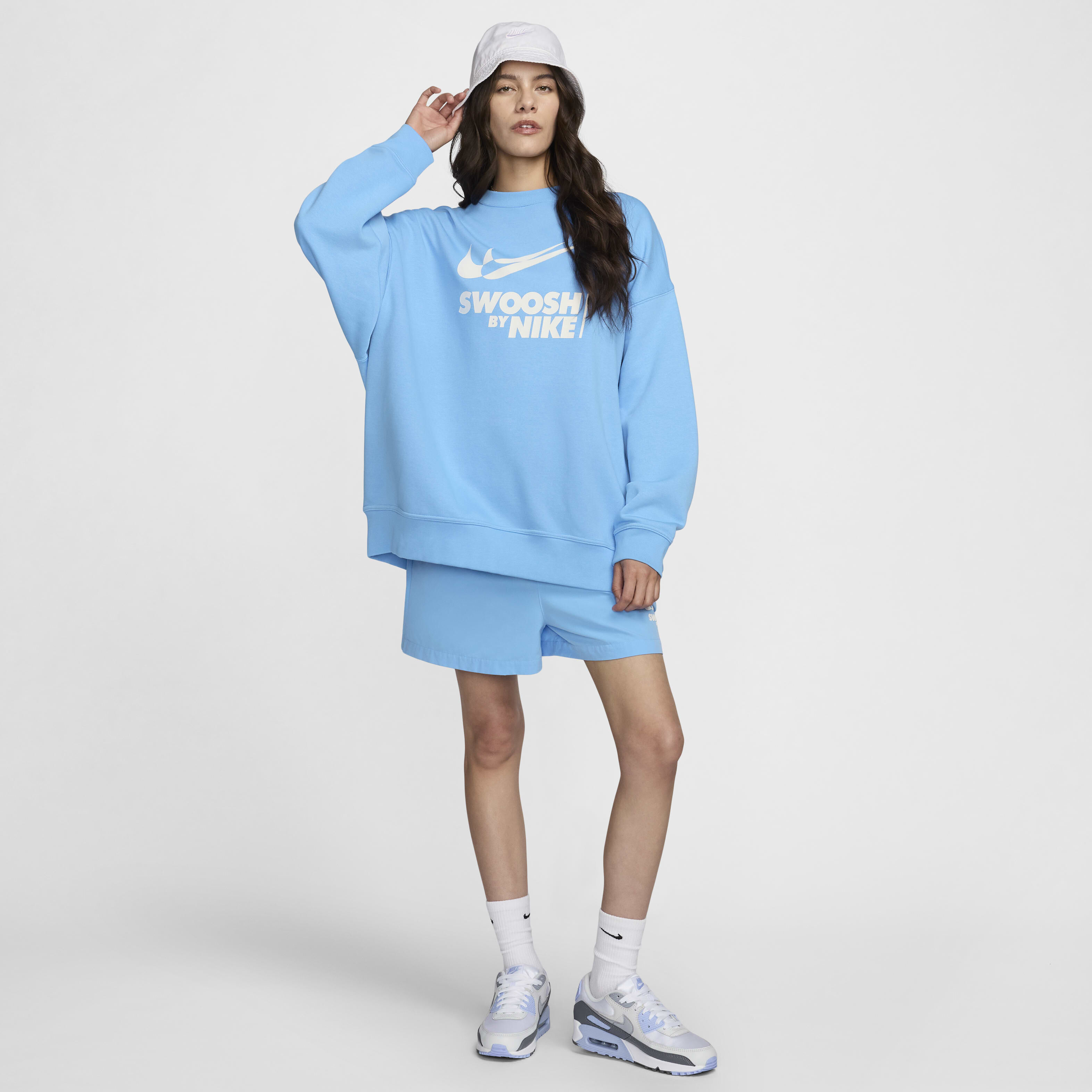 Nike swoosh sweatshirt blue discount