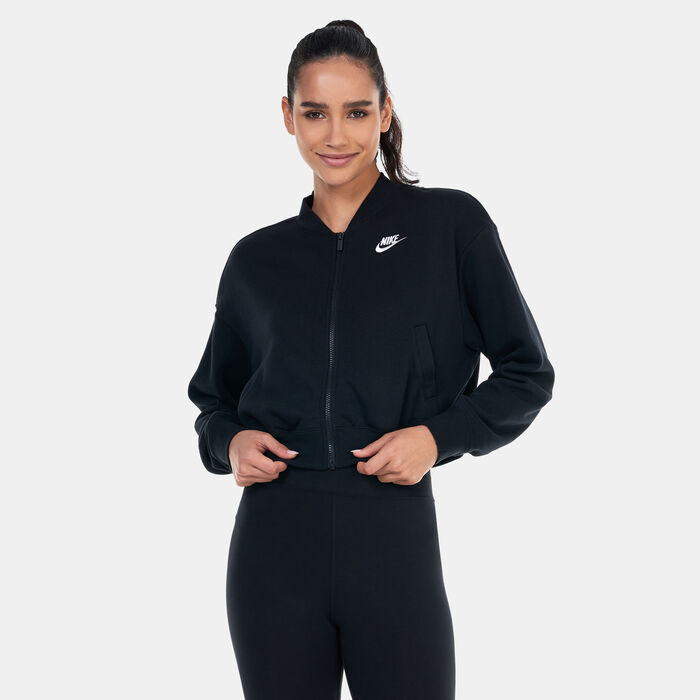 Nike Women's Sportswear Club Fleece Cropped Full-Zip Jacket Black image number 0