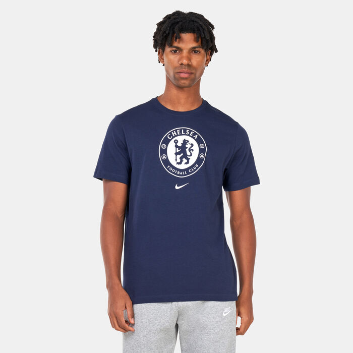 Nike Men's Chelsea F.C. Crest Football T-Shirt Blue Nike Men's Chelsea F.C. Crest Football T-Shirt Blue image number 0