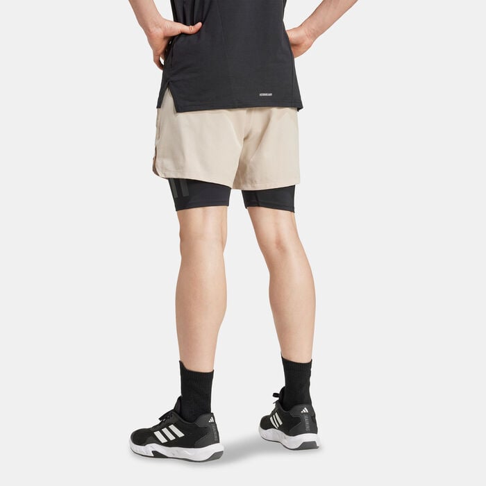 adidas Men's Power 2-In-1 Training Shorts Beige adidas Men's Power 2-In-1 Training Shorts Beige image number 1