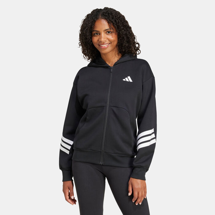 adidas Women's Future Icons 3-Stripes Full-Zip Hoodie Black image number 0
