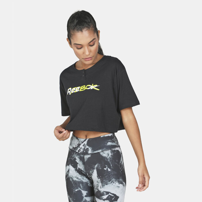 Reebok Women's Meet You There Cropped T-Shirt Green Reebok Women's Meet You There Cropped T-Shirt Green image number 0