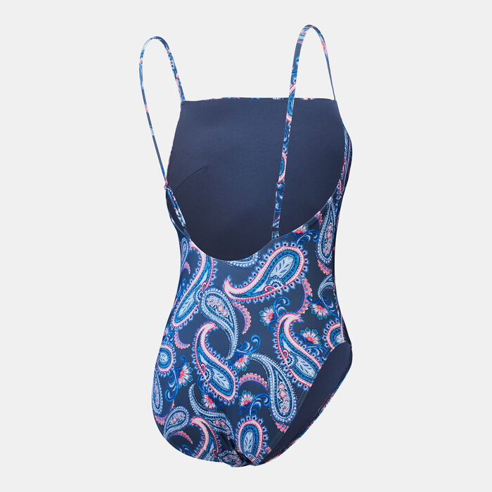 Speedo Womens Printed Thinstrap One-Piece Swimsuit Blue Speedo Womens Printed Thinstrap One-Piece Swimsuit Blue image number 1