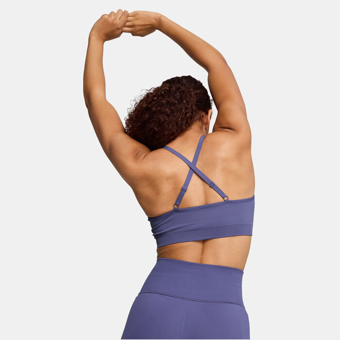 PUMA Women's SHAPELUXE Seamless Light-Support Training Sports Bra Purple image number 1