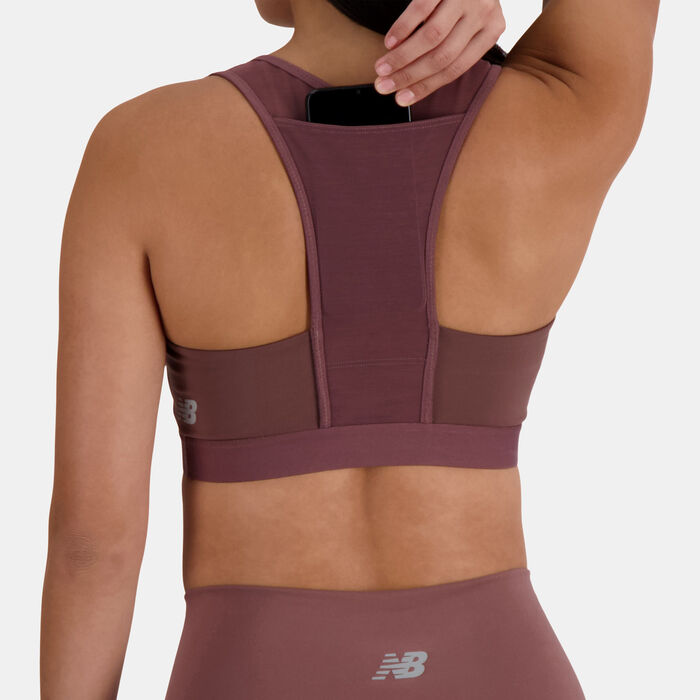 New Balance Women's Sleek Medium-Support Sports Bra White New Balance Women's Sleek Medium-Support Sports Bra White image number 6