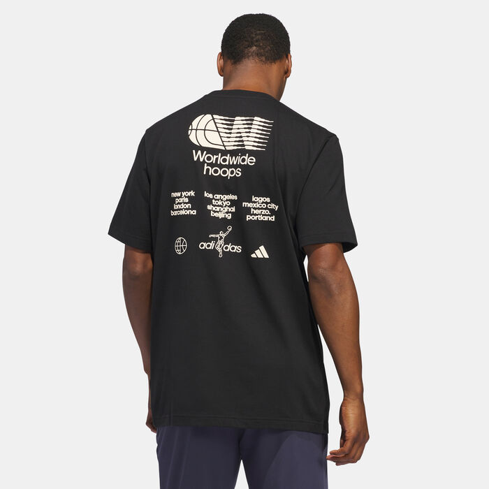 adidas Men's Worldwide Hoops City Graphic T-Shirt Blue adidas Men's Worldwide Hoops City Graphic T-Shirt Blue image number 1