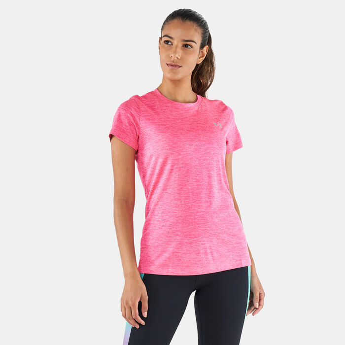 Under Armour Women's UA Tech™ Twist Training T-Shirt Pink Under Armour Women's UA Tech™ Twist Training T-Shirt Pink image number 0