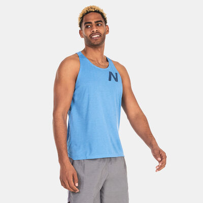 New Balance Men's Graphic Impact Run Tank Top Blue
