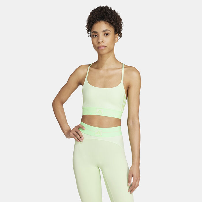 adidas Women's Hyperglam Rib Light-Support Training Sports Bra Green adidas Women's Hyperglam Rib Light-Support Training Sports Bra Green image number 0