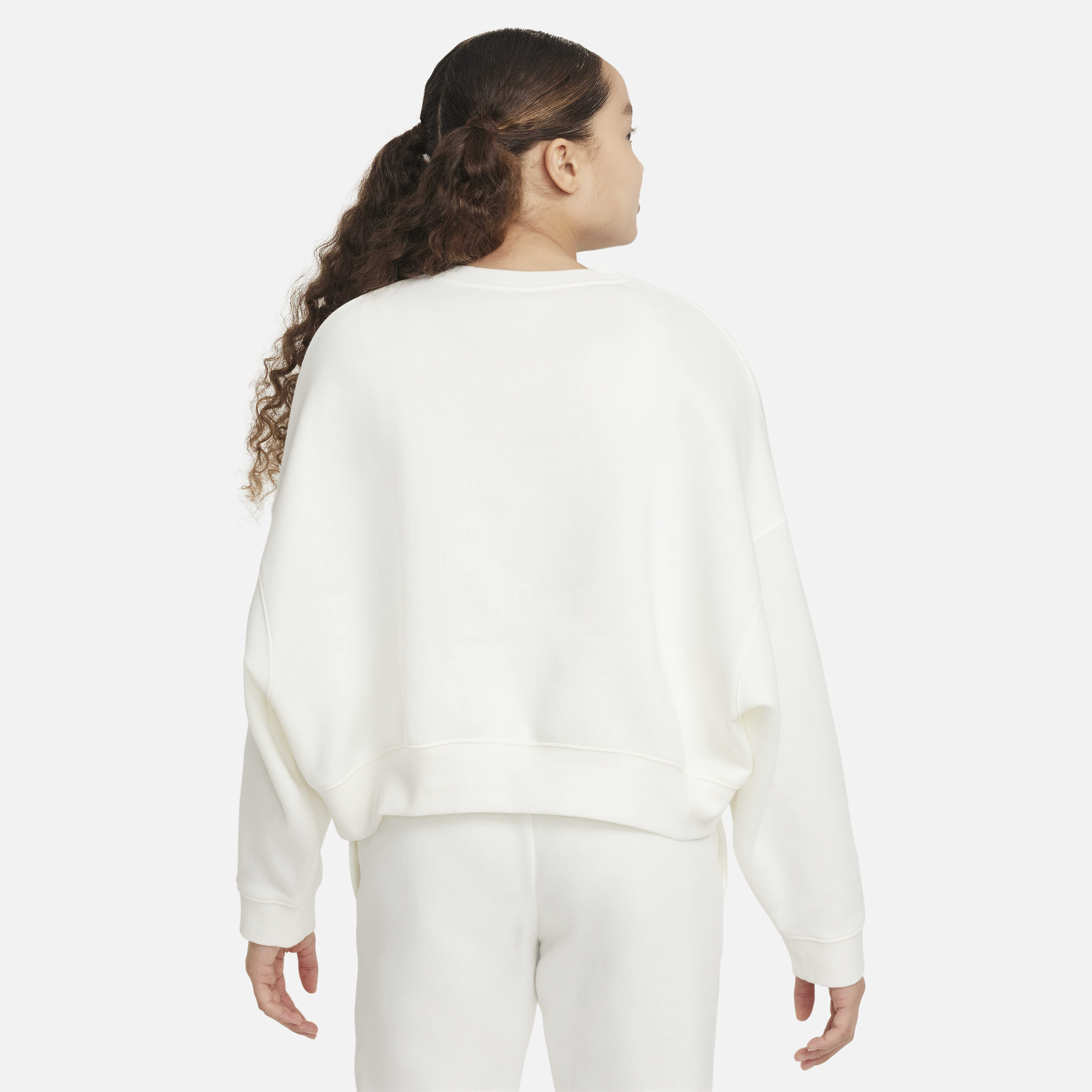Shop Nike Kids' Sportswear Oversized Fleece Sweatshirt White