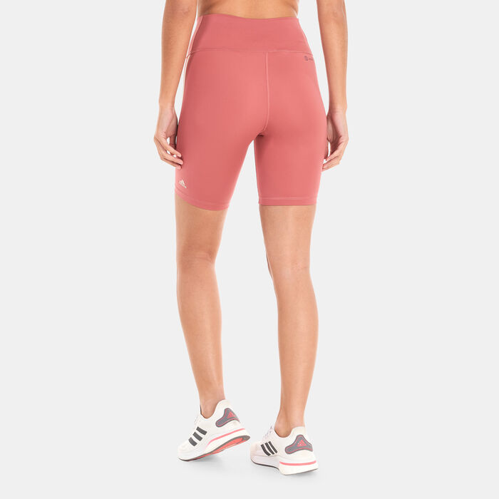 adidas Women's Optime Trainicons 3-Stripes Bike Shorts Red image number 0