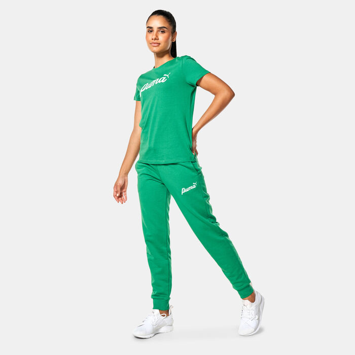PUMA Women's Ess+ Blossom Script T-Shirt Green PUMA Women's Ess+ Blossom Script T-Shirt Green image number 2