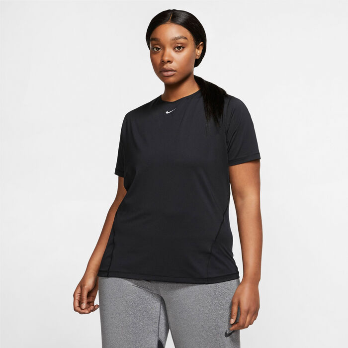 Nike Women's Pro Mesh T-Shirt (Plus Size) Black Nike Women's Pro Mesh T-Shirt (Plus Size) Black image number 0