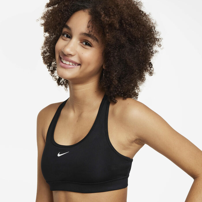 Nike Kids' Swoosh Medium-Support Sports Bra Black image number 2