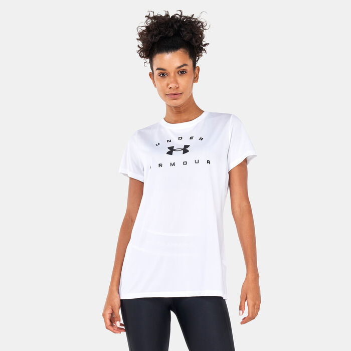 Under Armour Women's Tech Solid Logo Arch SSC T-Shirt White Under Armour Women's Tech Solid Logo Arch SSC T-Shirt White image number 0