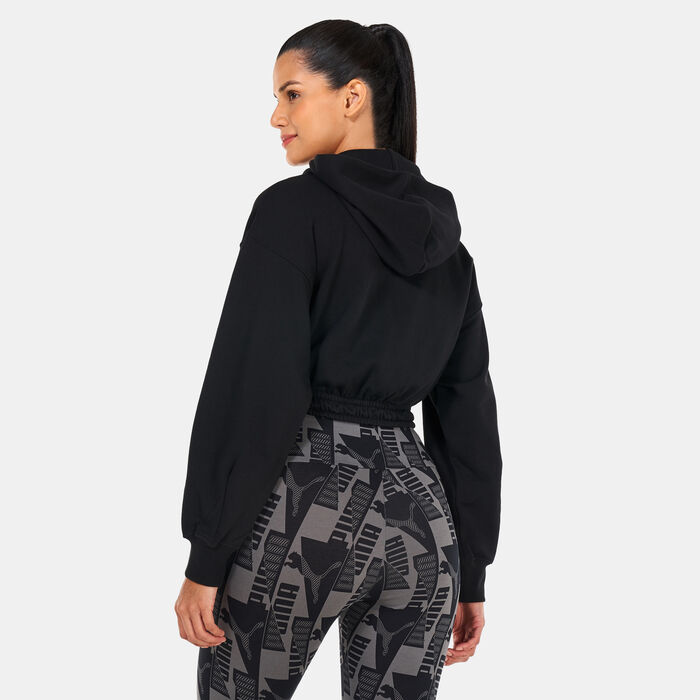 PUMA Women's Classics Cropped Hoodie Black PUMA Women's Classics Cropped Hoodie Black image number 1