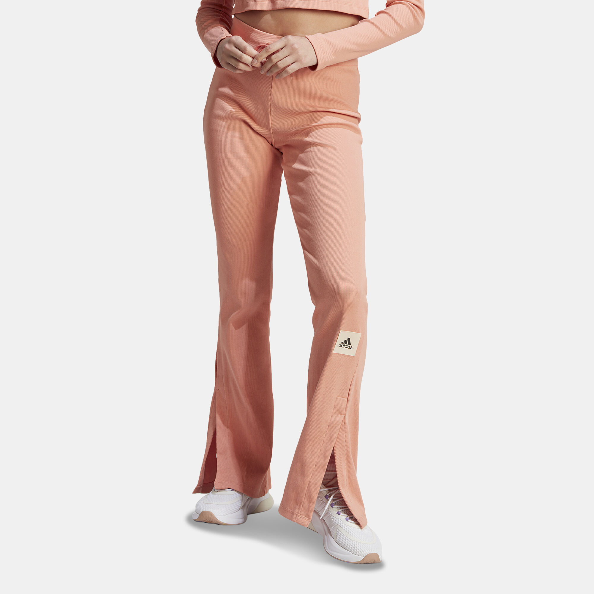 Women s Lounge Ribbed Flared Leg Pants Peach adidas in KSA SSS