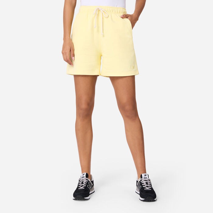 New Balance Women's Athletics French Terry Shorts yellow image number 0