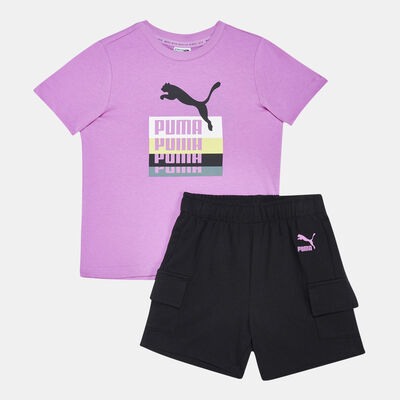 PUMA Kids' Minicats Brand Love Short Set Purple