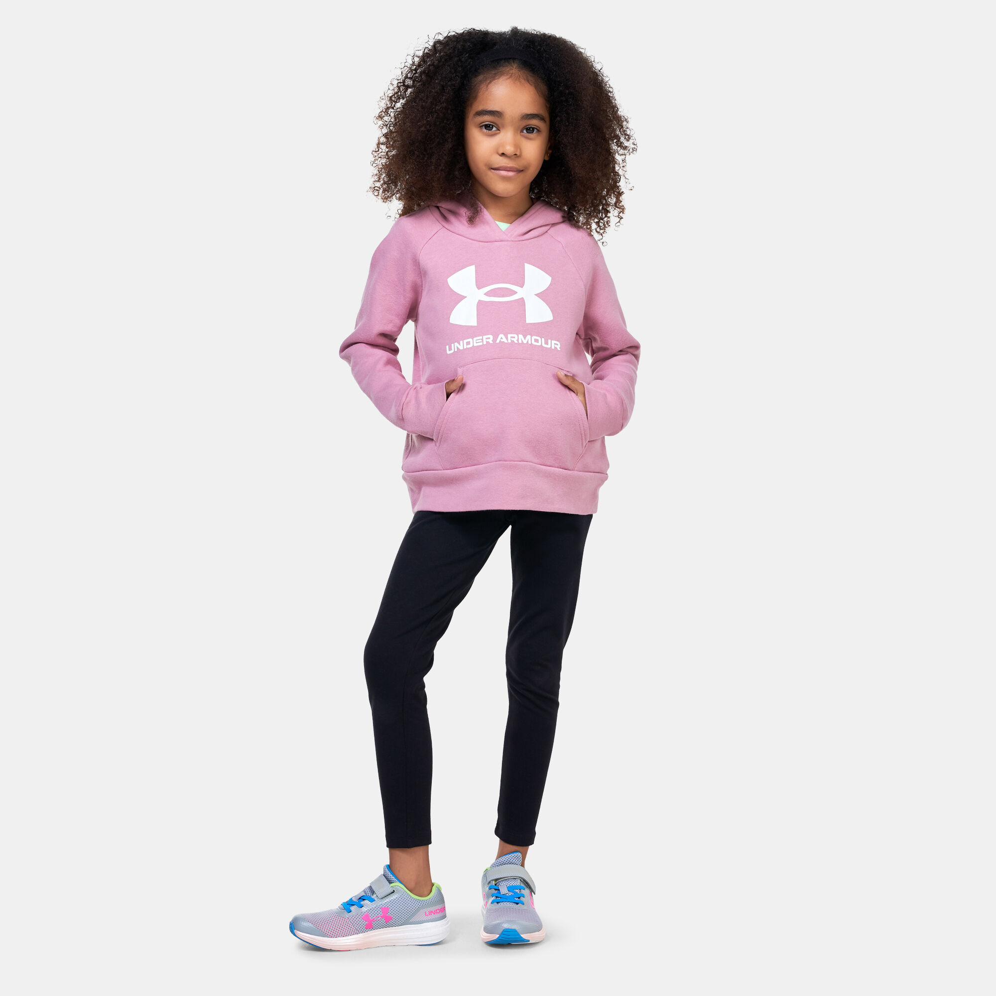 Under armour hoodie pink kids hotsell