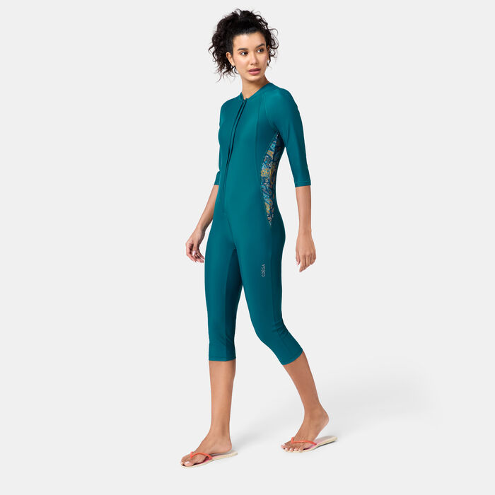 COEGA Women's Slim-Kini 3/4 One-Piece Swimsuit Green COEGA Women's Slim-Kini 3/4 One-Piece Swimsuit Green image number 0