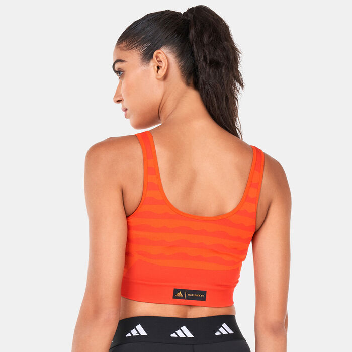 adidas Women's Marimekko AEROKNIT Sports Bra Orange adidas Women's Marimekko AEROKNIT Sports Bra Orange image number 1