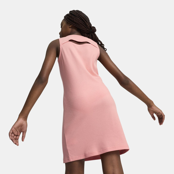 PUMA Kids' Butterfly Vibe Ribbed Tank Dress Pink image number 1