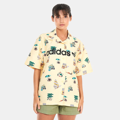 adidas Originals Women's Allover Print Shirt yellow adidas Originals Women's Allover Print Shirt yellow
